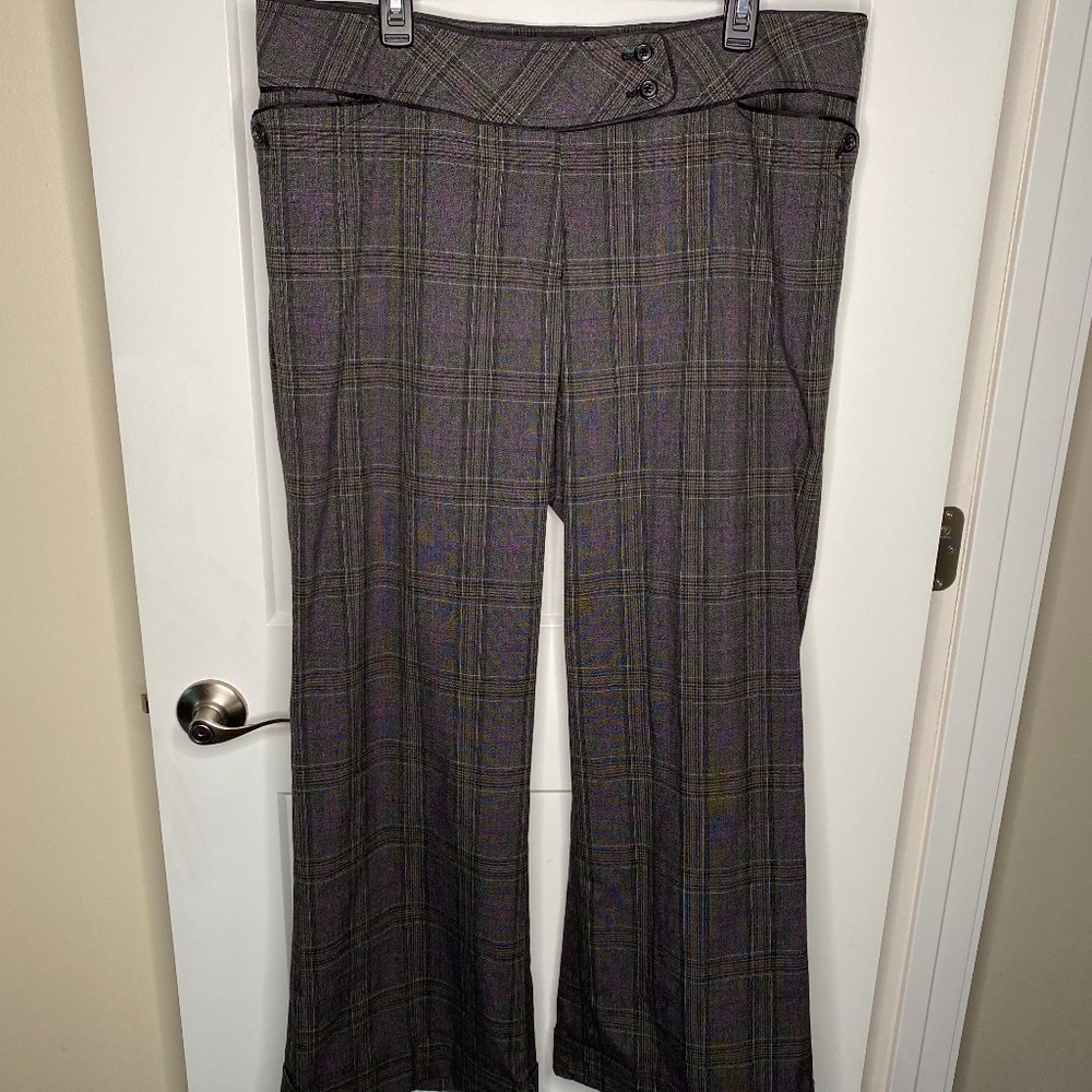 Lane Bryant Gray Plaid Wide-Leg Trousers